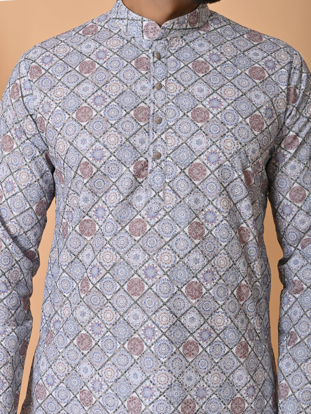 Chikan Grey Kurta Set - KM34756-50