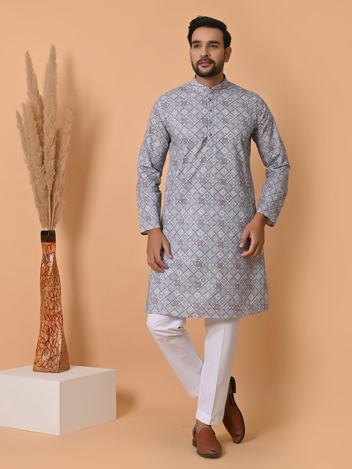 Chikan Grey Kurta Set - KM34756-50