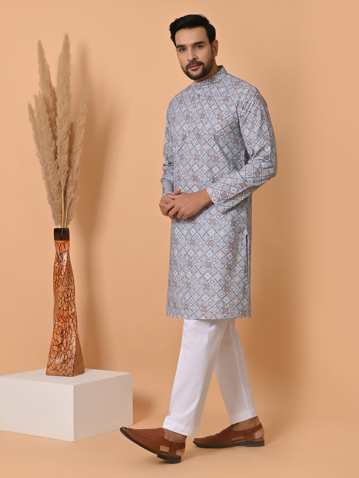 Chikan Grey Kurta Set - KM34756-50