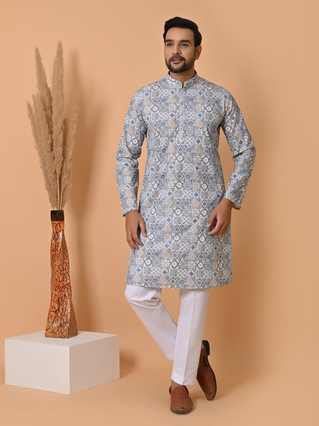 Chikan Blue Kurta Set - KM34756-47