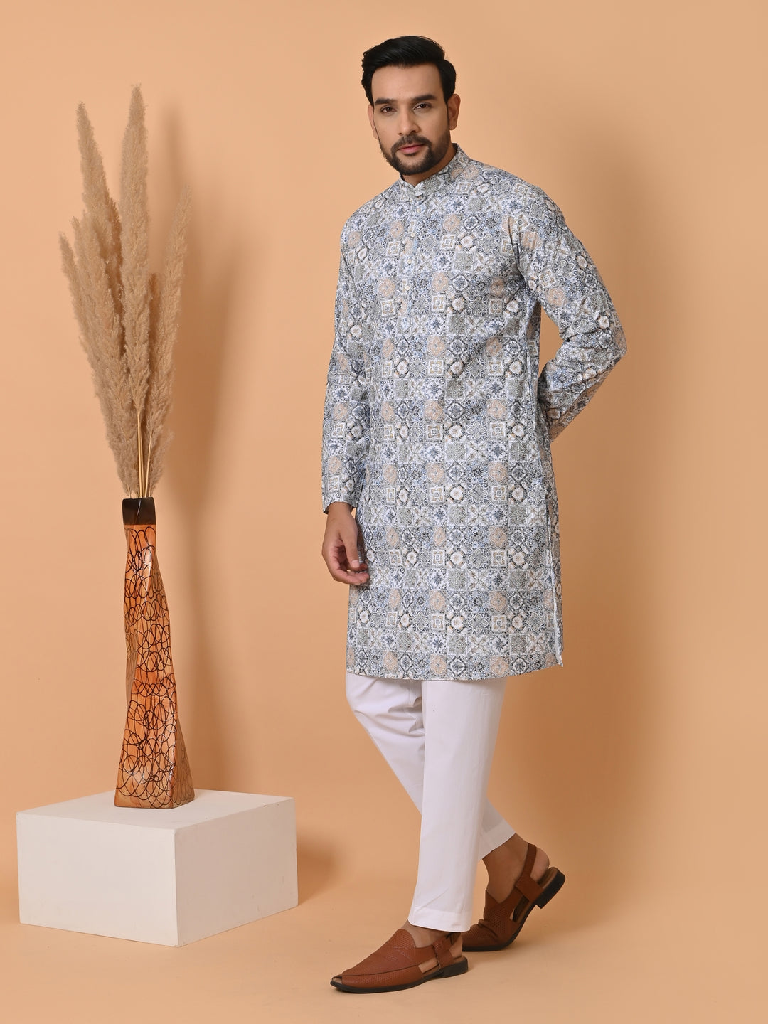 Chikan Blue Kurta Set - KM34756-47