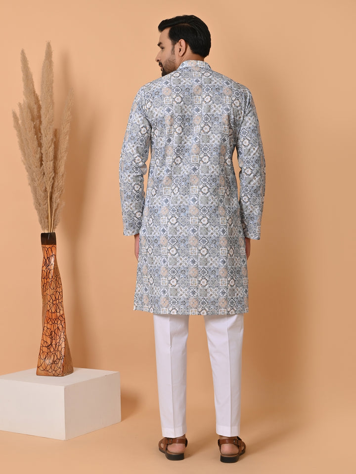 Chikan Blue Kurta Set - KM34756-47