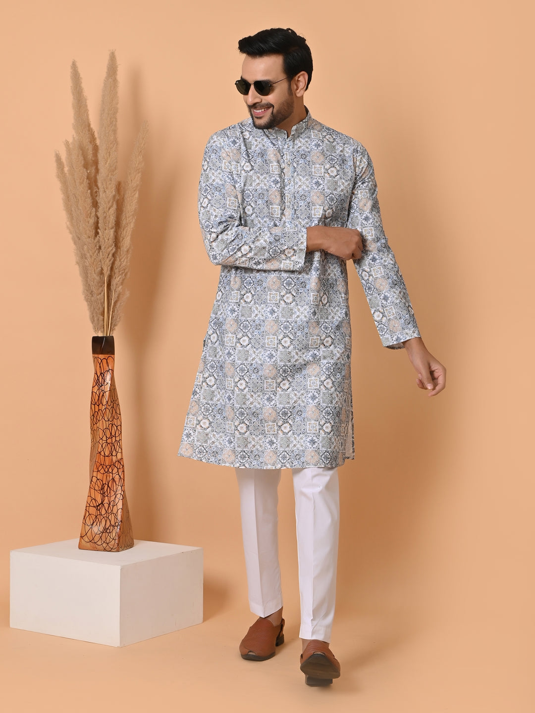 Chikan Blue Kurta Set - KM34756-47