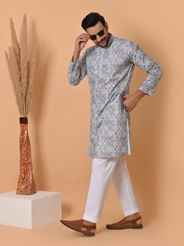 Chikan Blue Kurta Set - KM34756-47