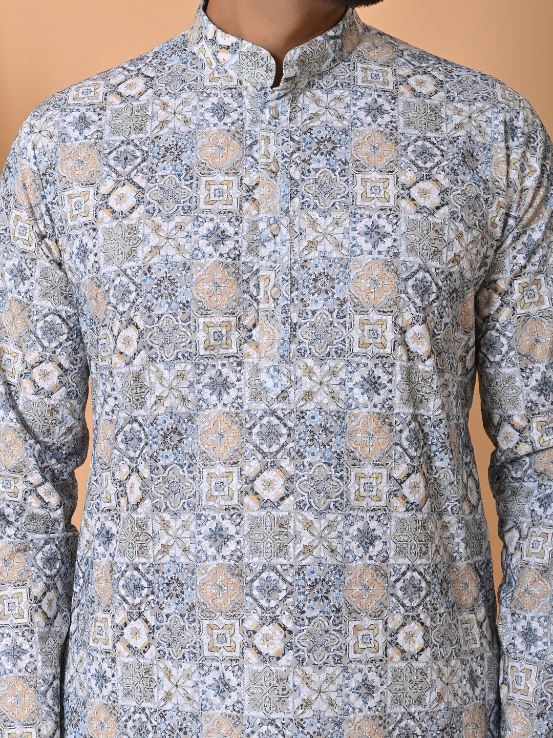 Chikan Blue Kurta Set - KM34756-47