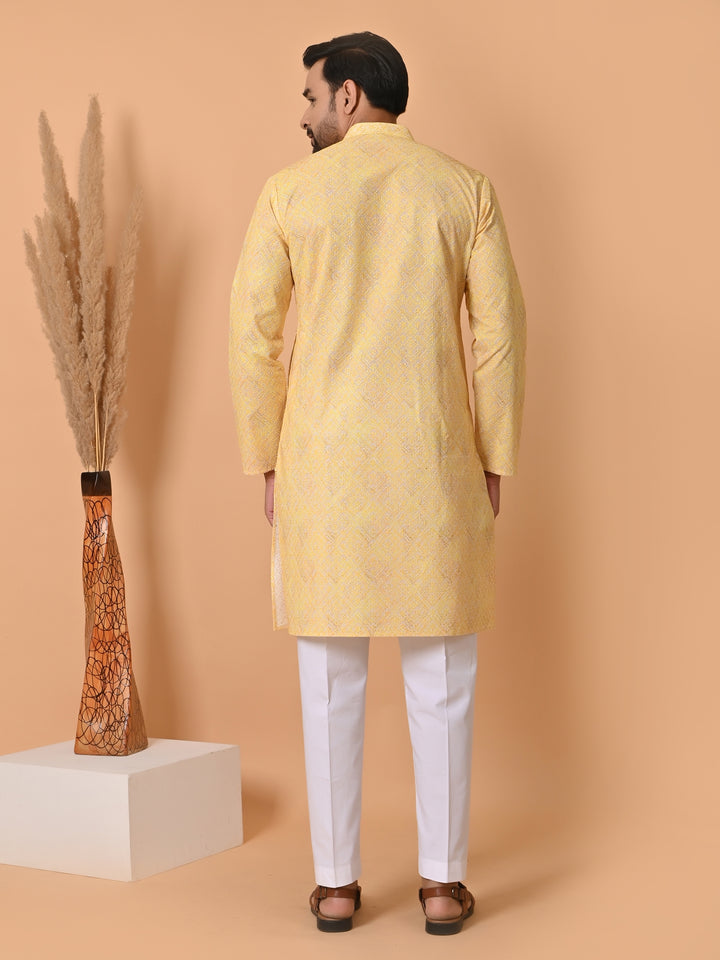 Chikan Yellow Kurta Set - KM34756-46