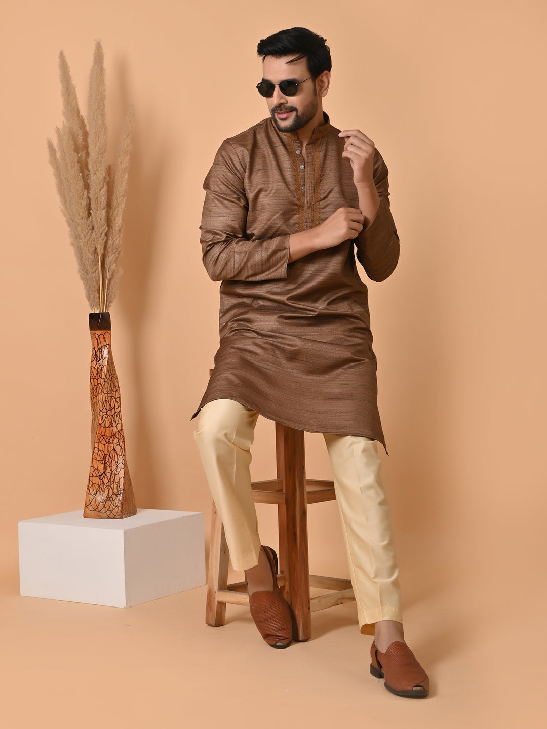 Solid Brown Kurta Set - KM35301-17