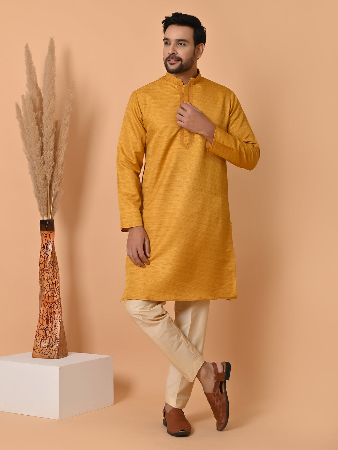 Solid Mustard Kurta Set - KM35301-11