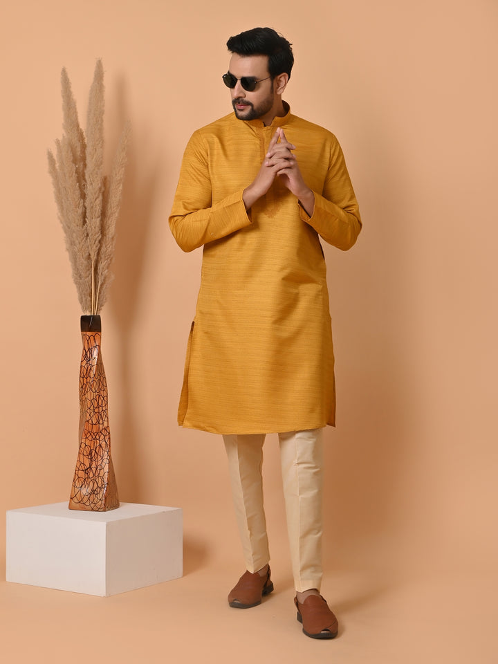 Solid Mustard Kurta Set - KM35301-11