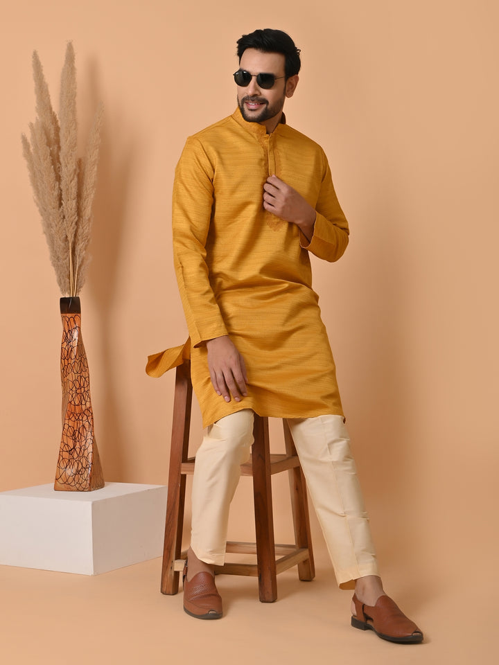 Solid Mustard Kurta Set - KM35301-11