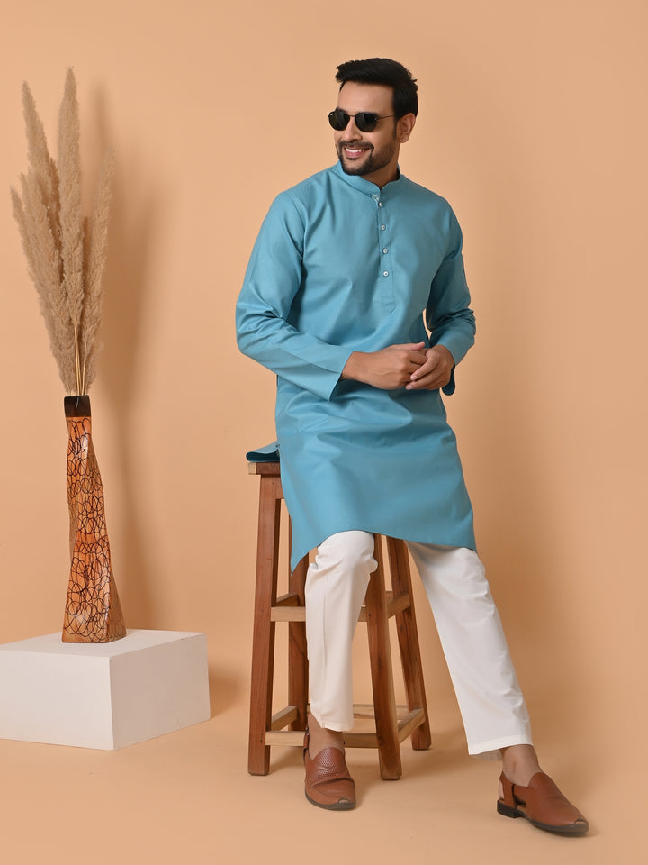 Solid Blue Kurta Set - KR26705-112