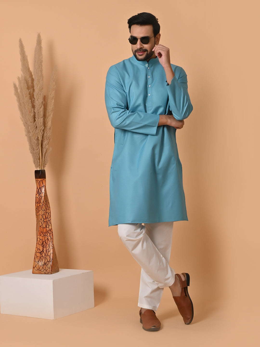 Solid Blue Kurta Set - KR26705-112