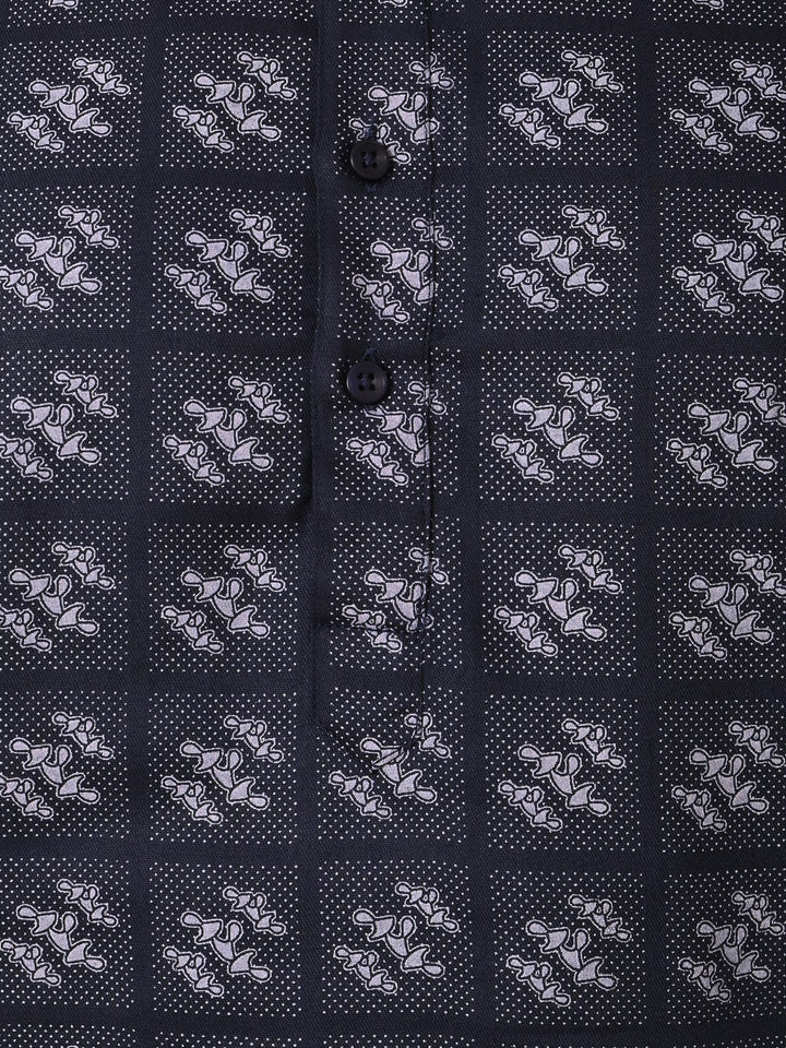Checked Navy Blue Kurta Set - KR34067-11