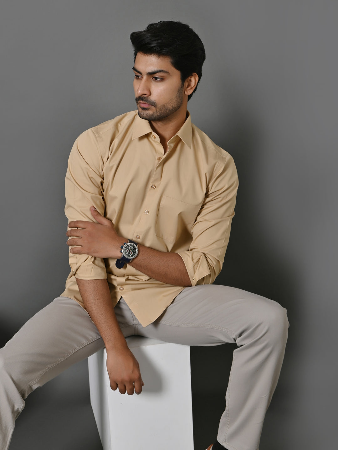 Solid Beige Shirts - E33837-3