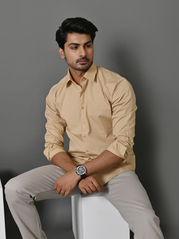 Solid Beige Shirts - E33837-3