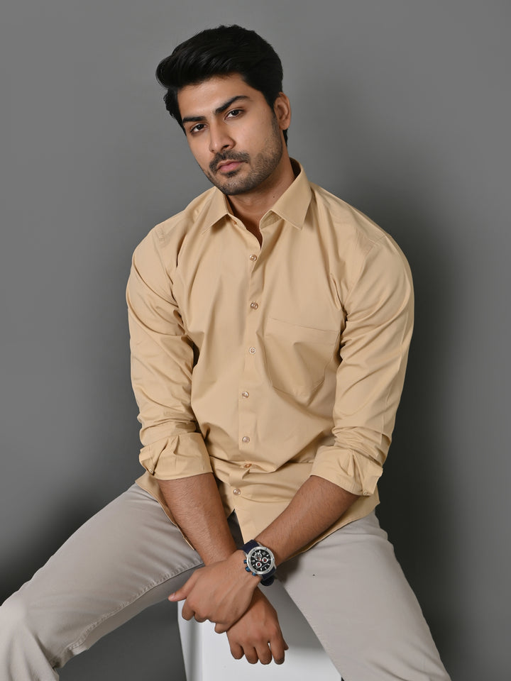 Solid Beige Shirts - E33837-3