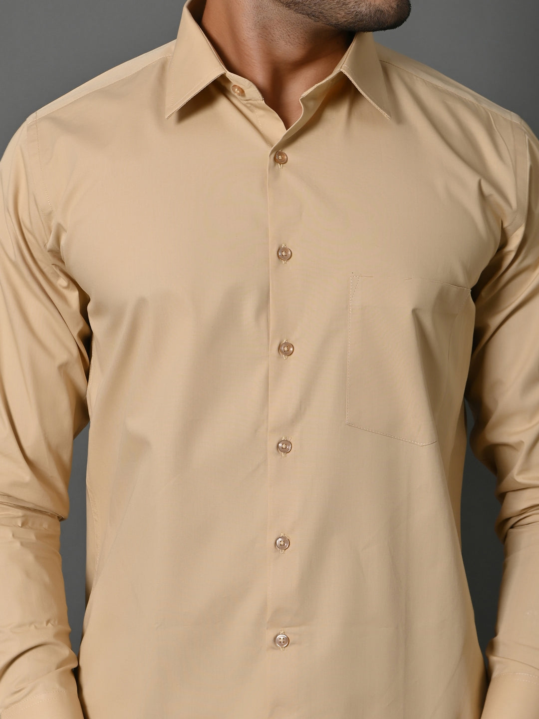 Solid Beige Shirts - E33837-3