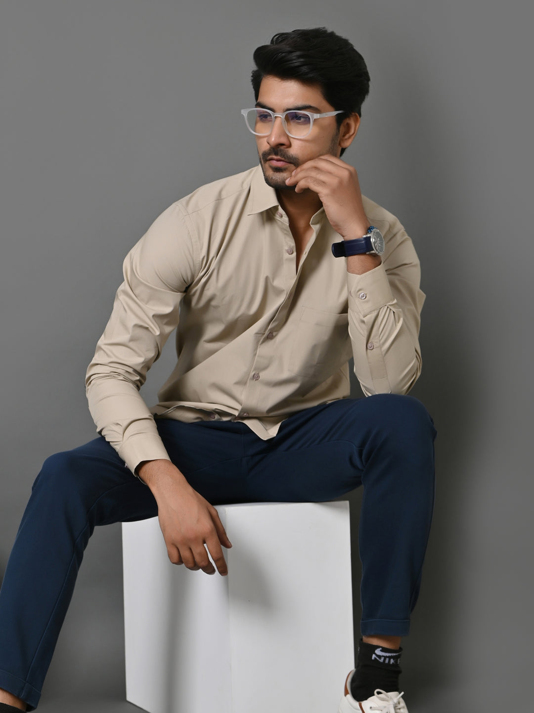 Solid Khaki Shirts - E33837-1