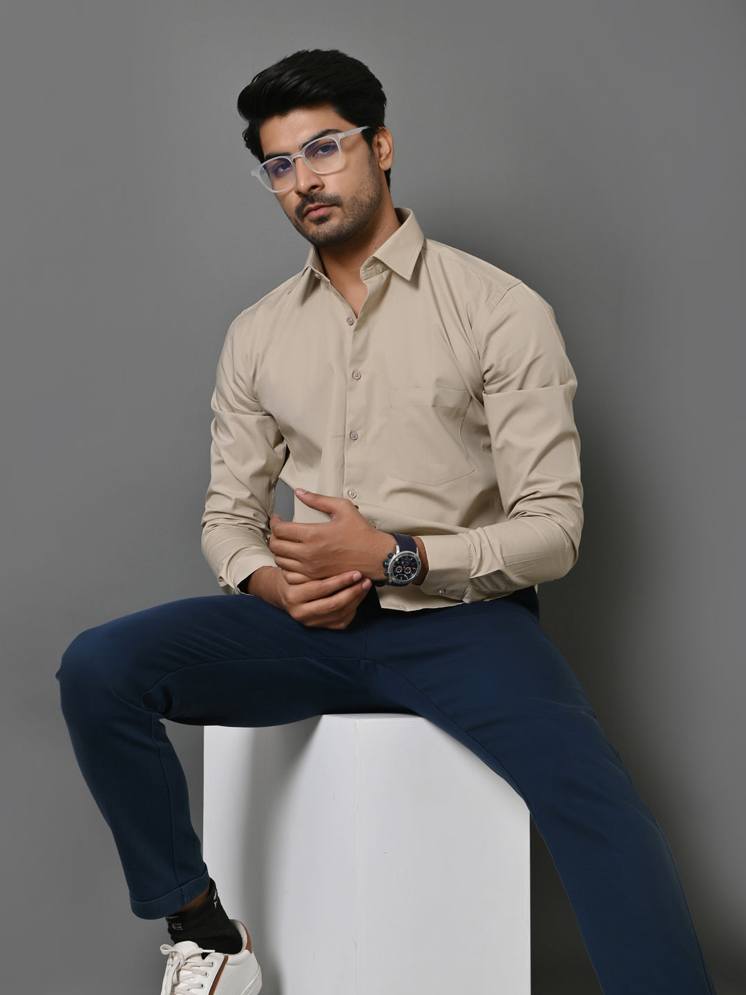 Solid Khaki Shirts - E33837-1