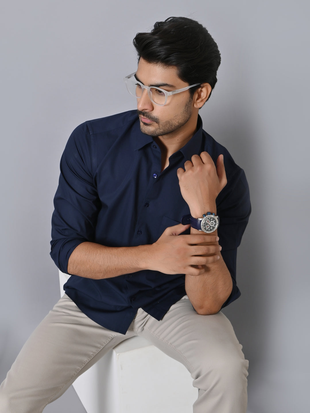 Solid Navy Blue Shirts - E33837-8