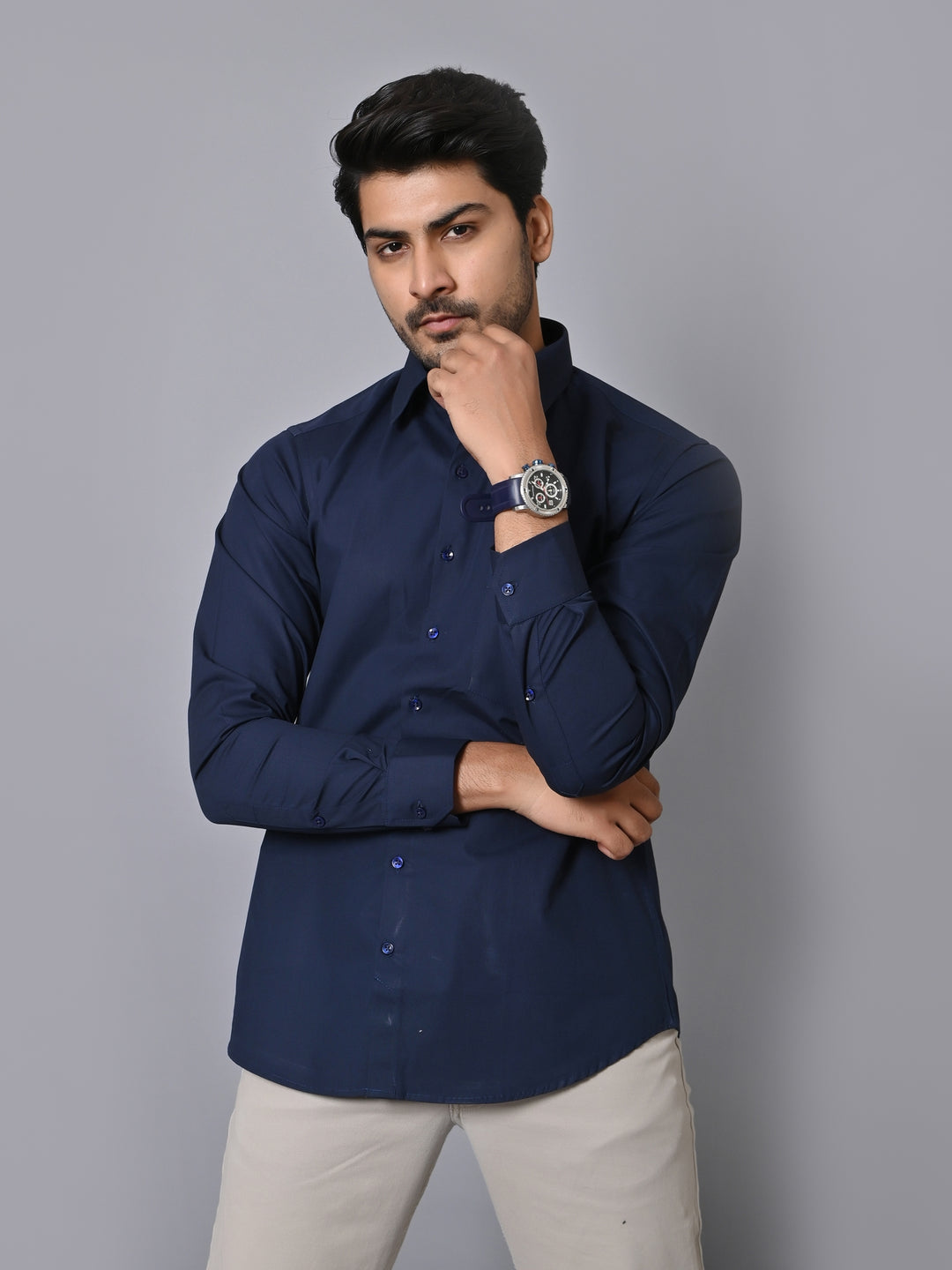 Solid Navy Blue Shirts - E33837-8