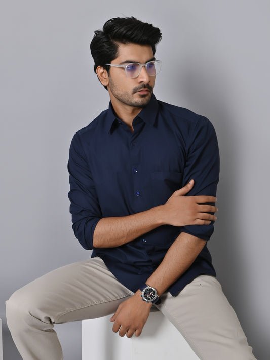 Solid Navy Blue Shirts - E33837-8