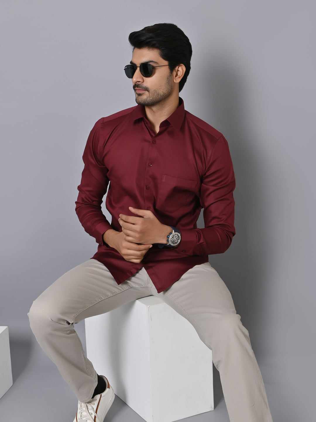 Solid Wine Shirts - E35961-6