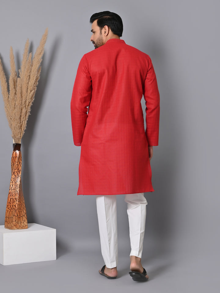 Checked Red Kurta Set - KM29912-23