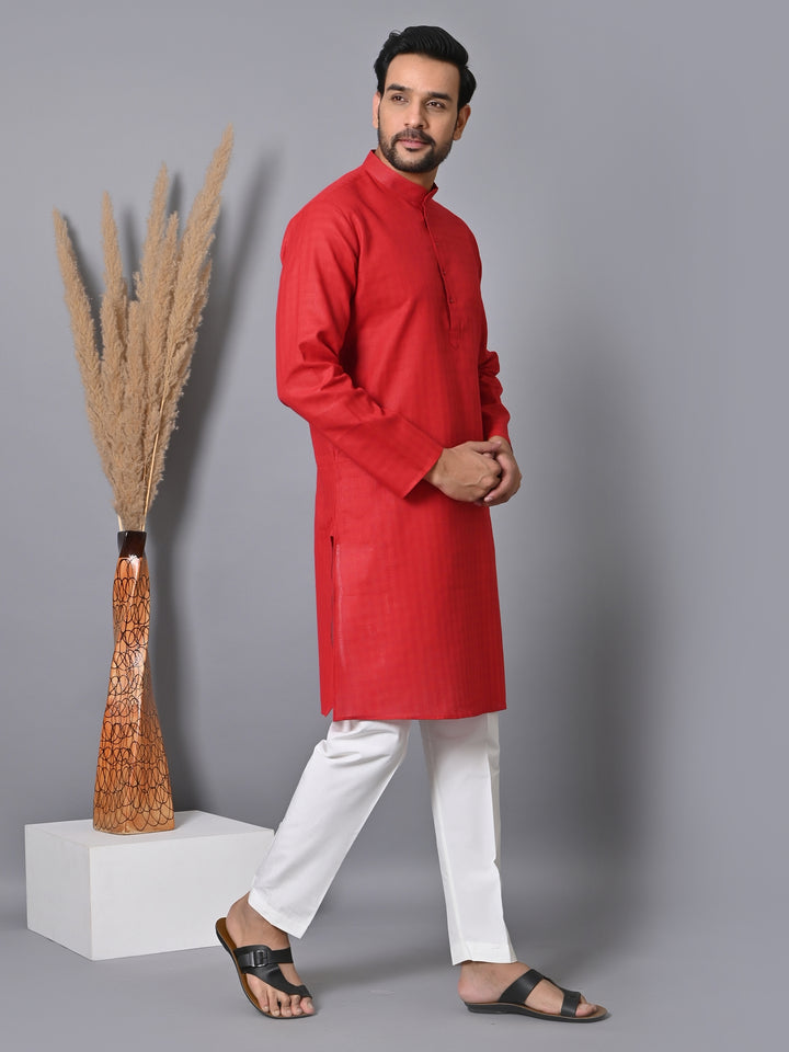 Checked Red Kurta Set - KM29912-23