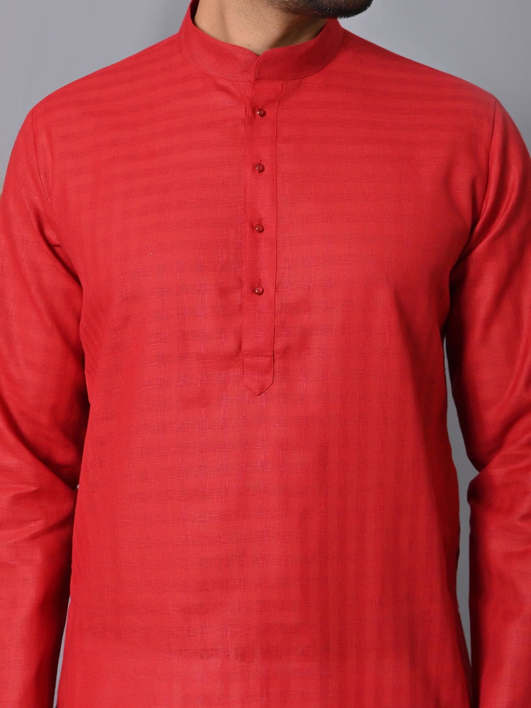 Checked Red Kurta Set - KM29912-23