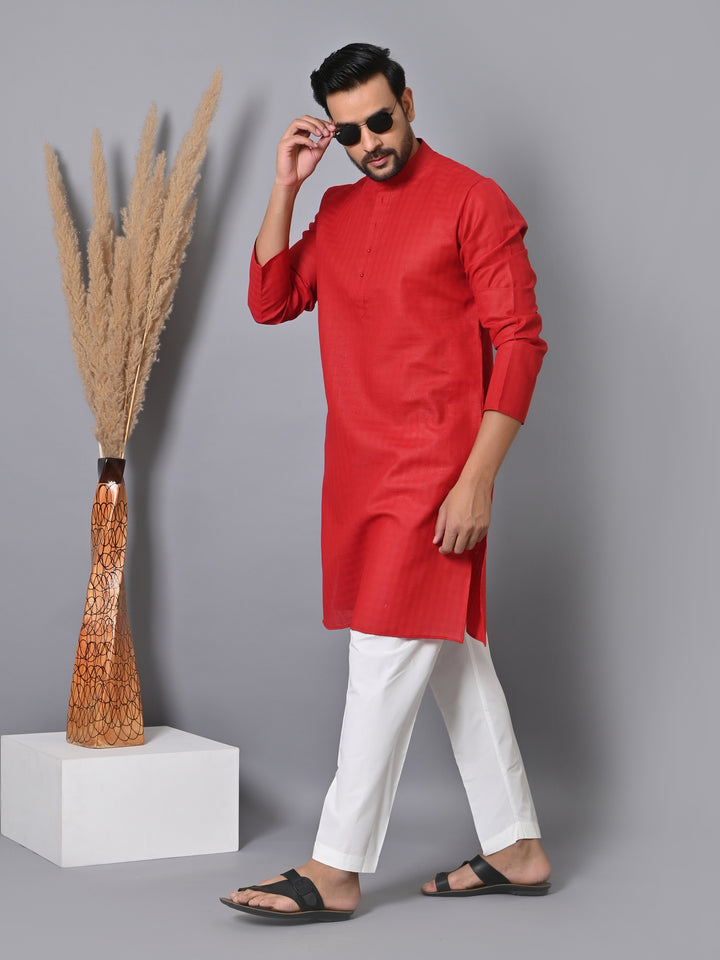 Checked Red Kurta Set - KM29912-23