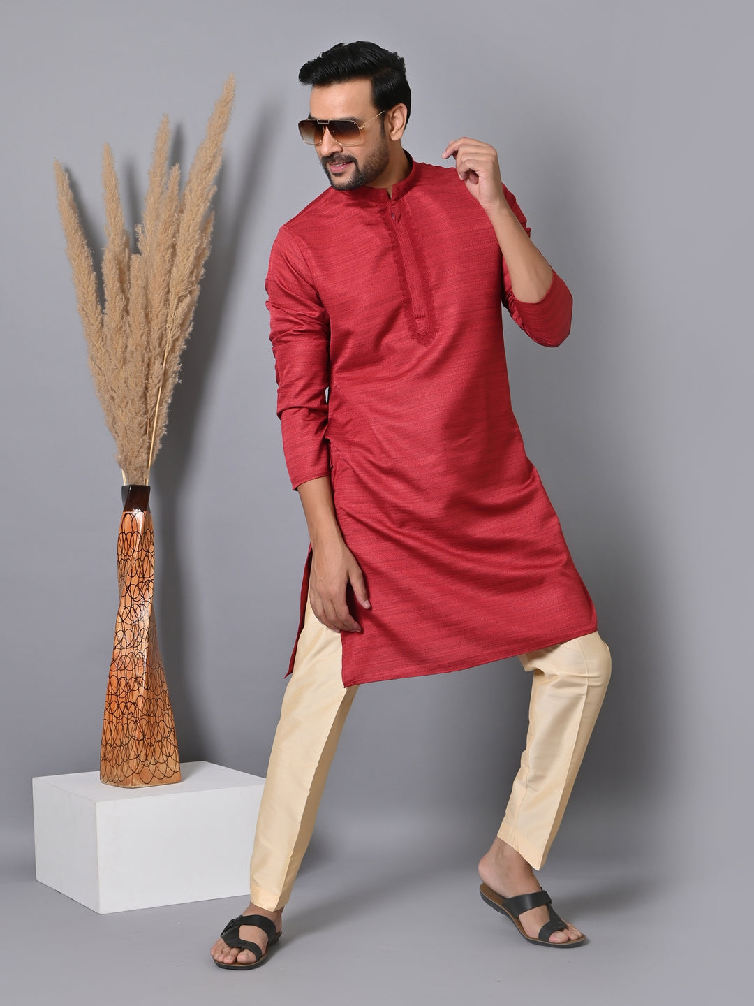 Solid Maroon Kurta Set - KM35301-15