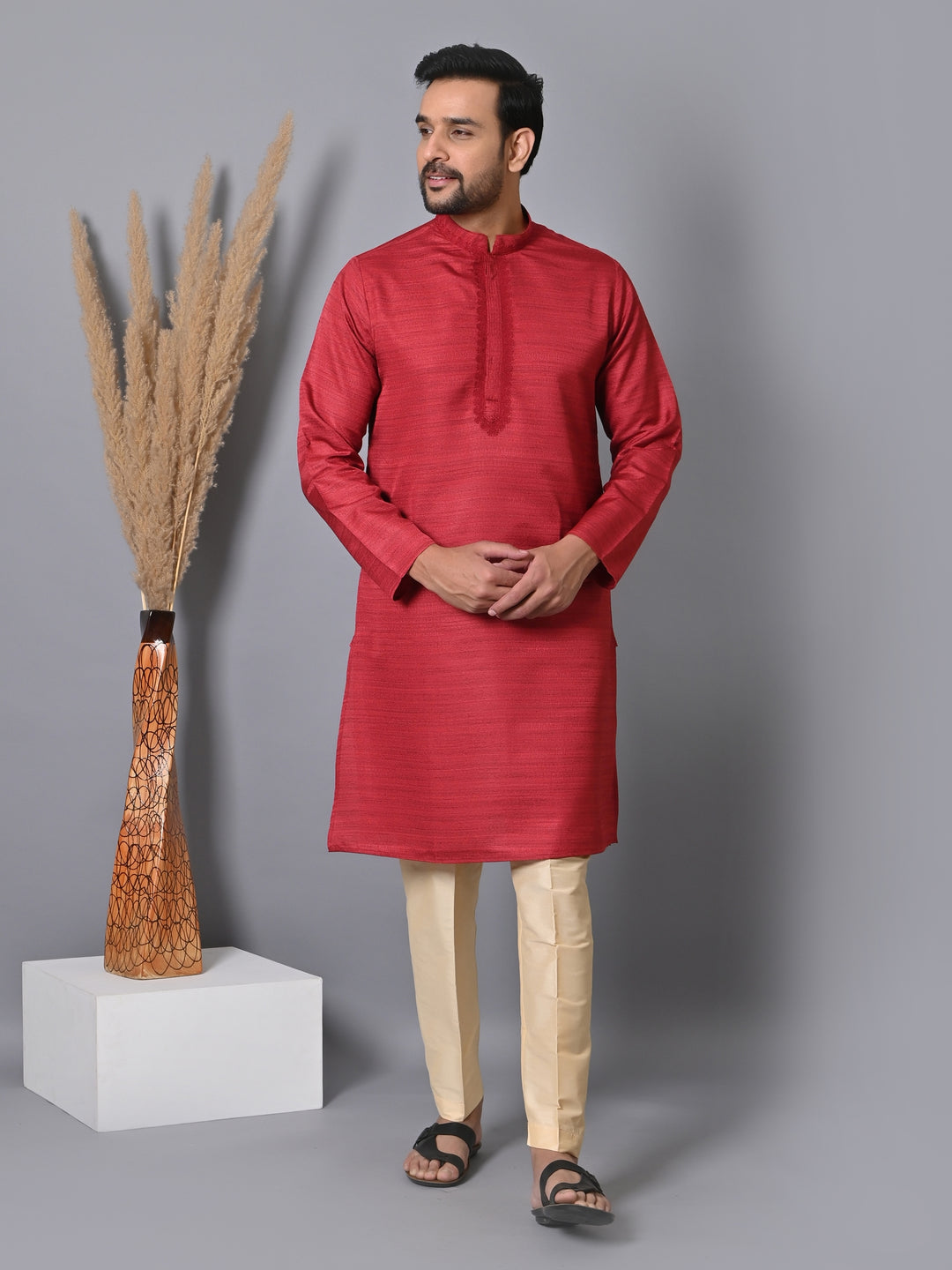 Solid Maroon Kurta Set - KM35301-15