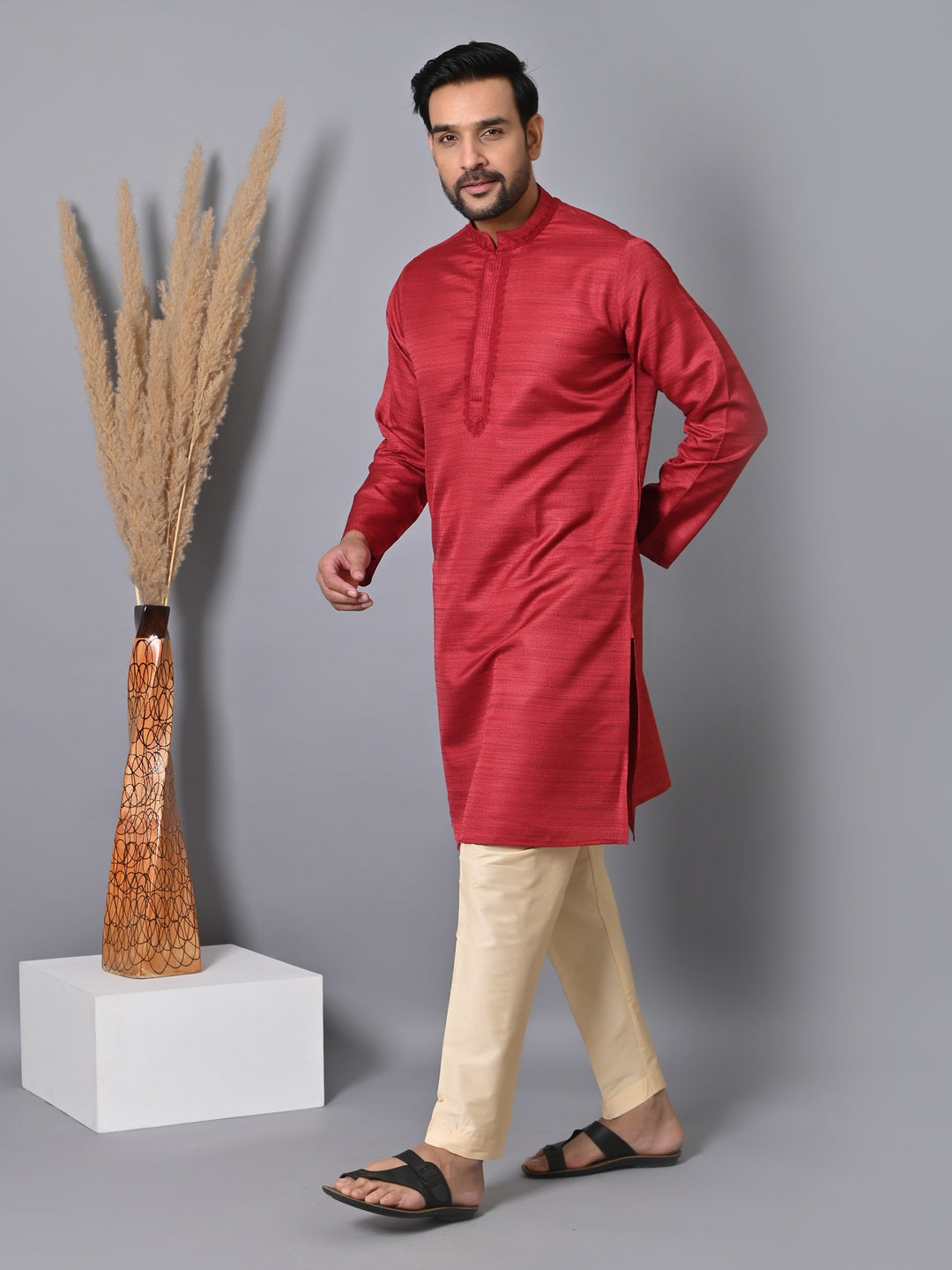 Solid Maroon Kurta Set - KM35301-15