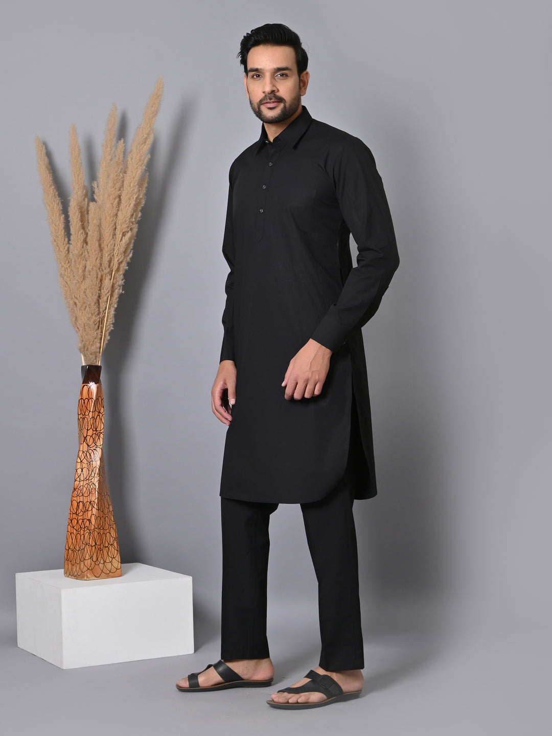 Solid Black Pathani Set - KT24233-Z133