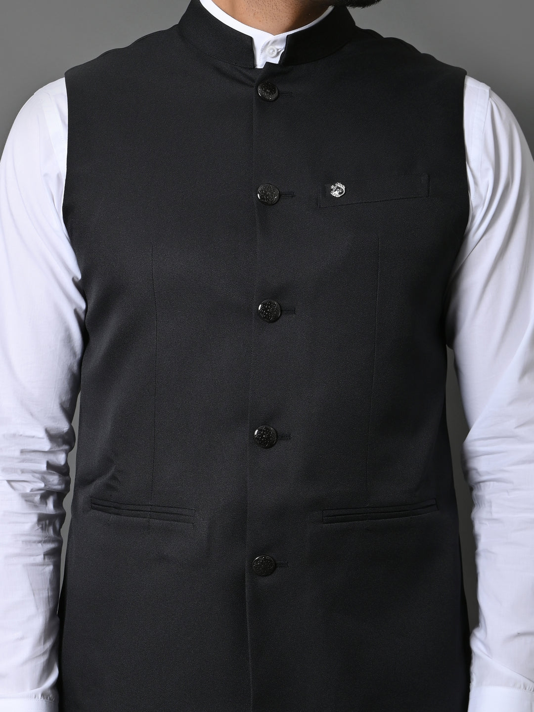 Solid Black Nehru Jacket - B30153-6