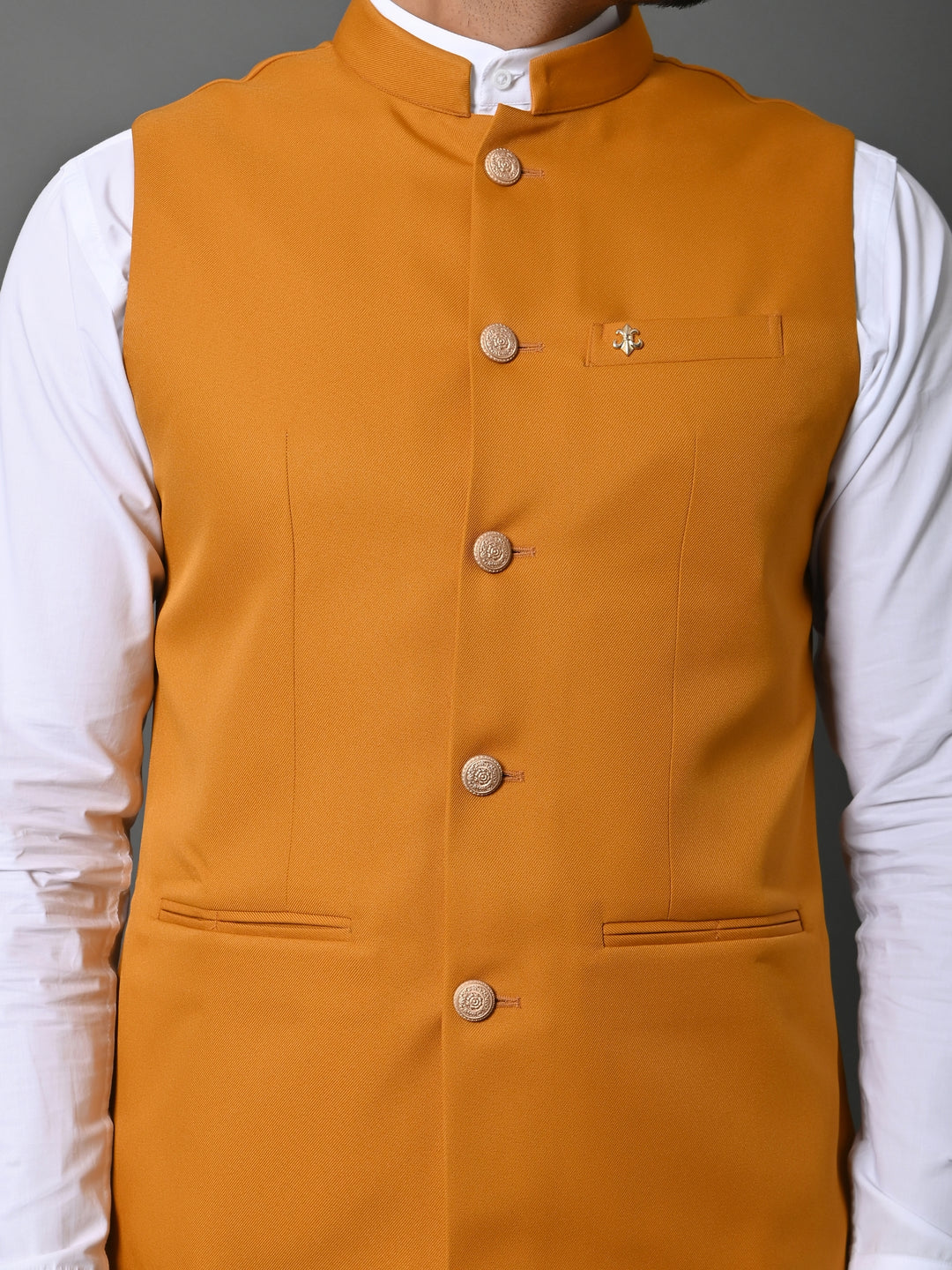 Solid Mustard Nehru Jacket - B30153-90