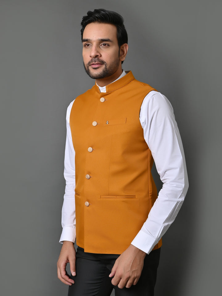 Solid Mustard Nehru Jacket - B30153-90