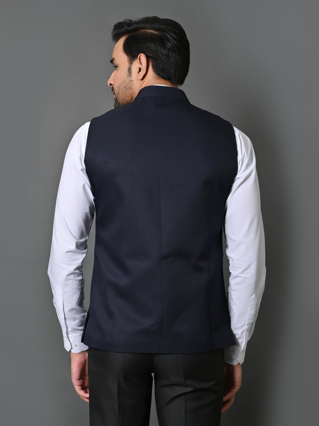 Solid Navy Blue Nehru Jacket - B30153-7