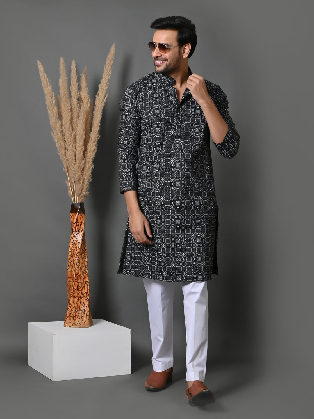 Geometric Black Only Kurta - K36048-B60