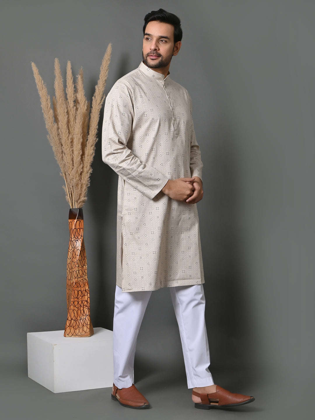 Geometric Cream Only Kurta - K36048-F60