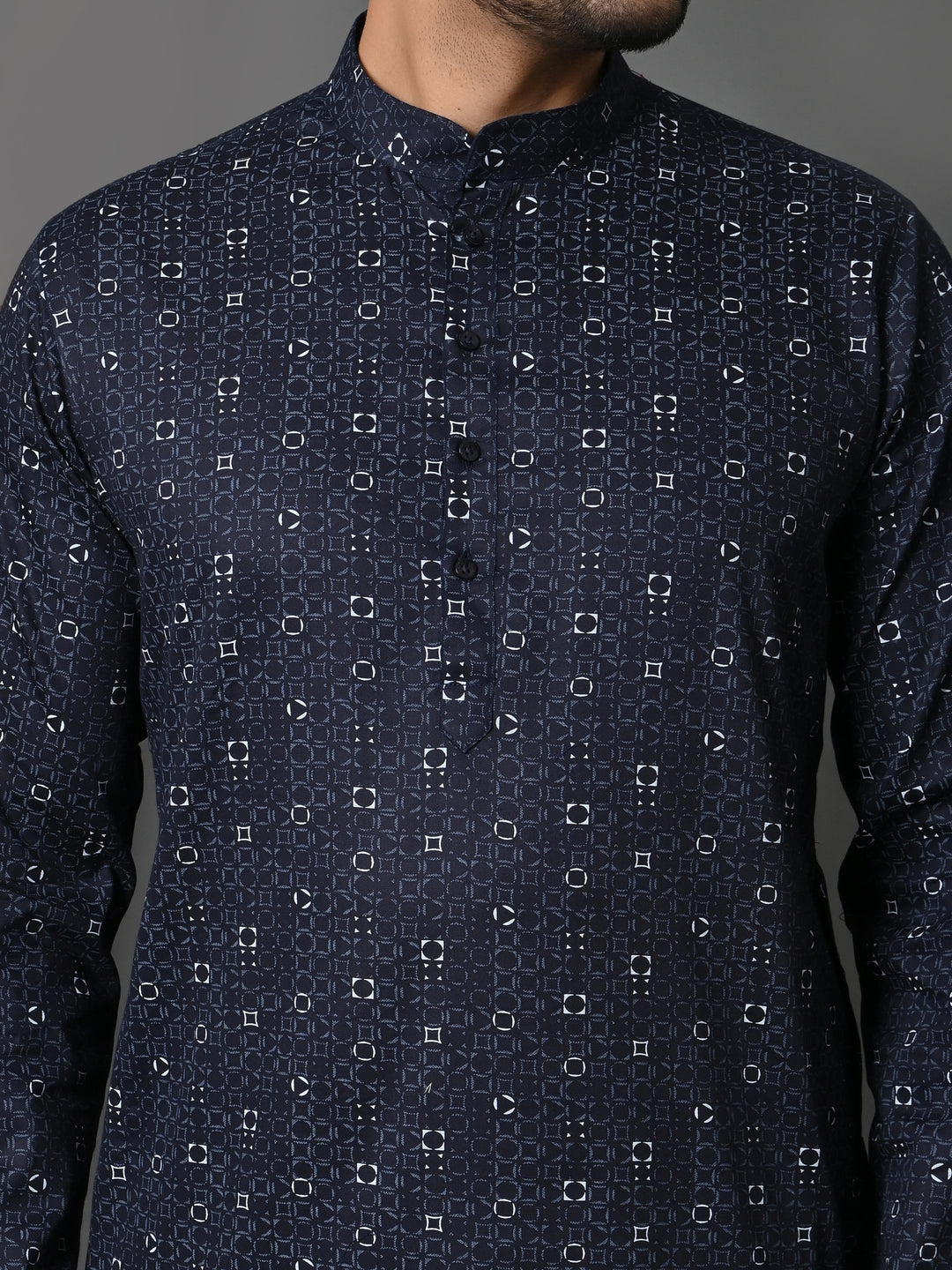 Geometric Navy Blue Only Kurta - K36048-N61