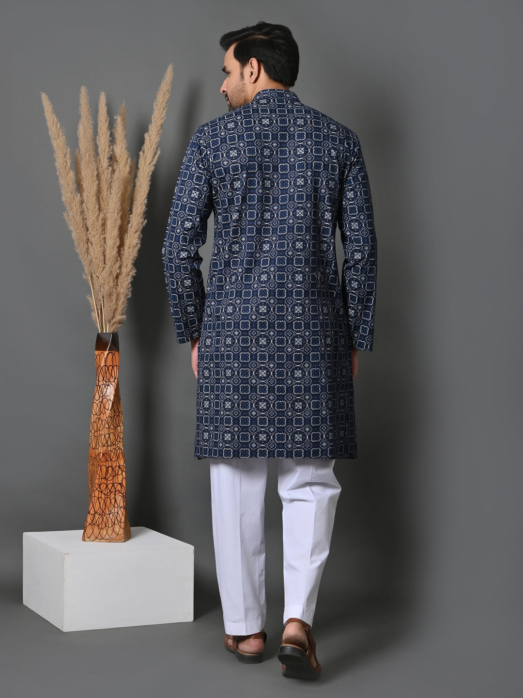 Geometric Navy Blue Only Kurta - K36048-NB13