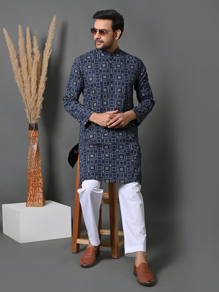 Geometric Navy Blue Only Kurta - K36048-NB13