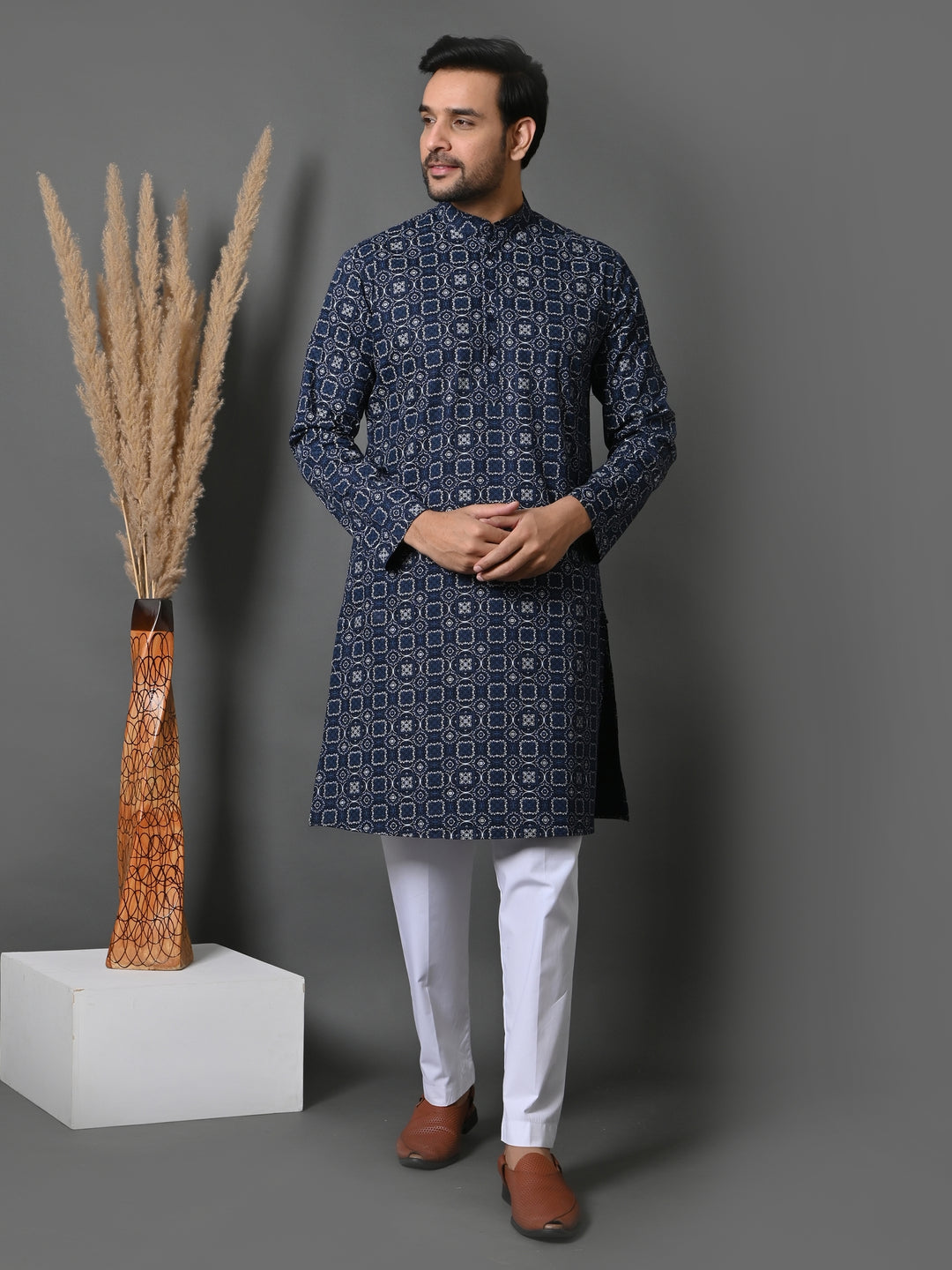 Geometric Navy Blue Only Kurta - K36048-NB13