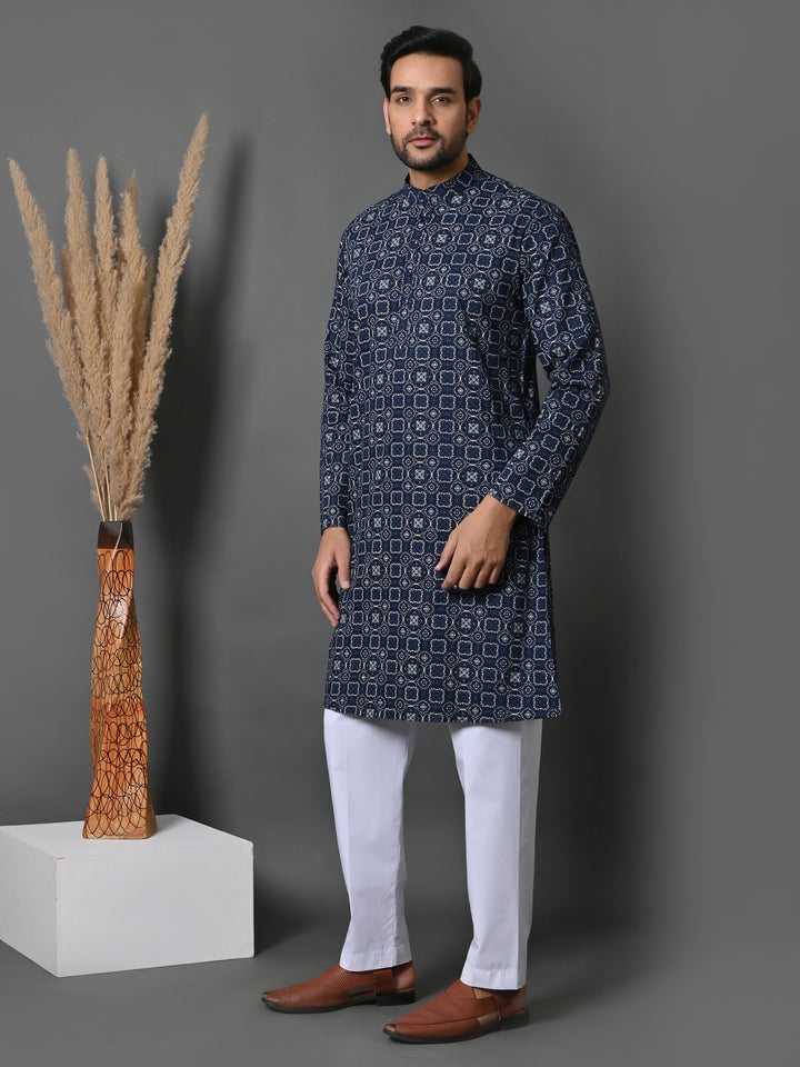 Geometric Navy Blue Only Kurta - K36048-NB13