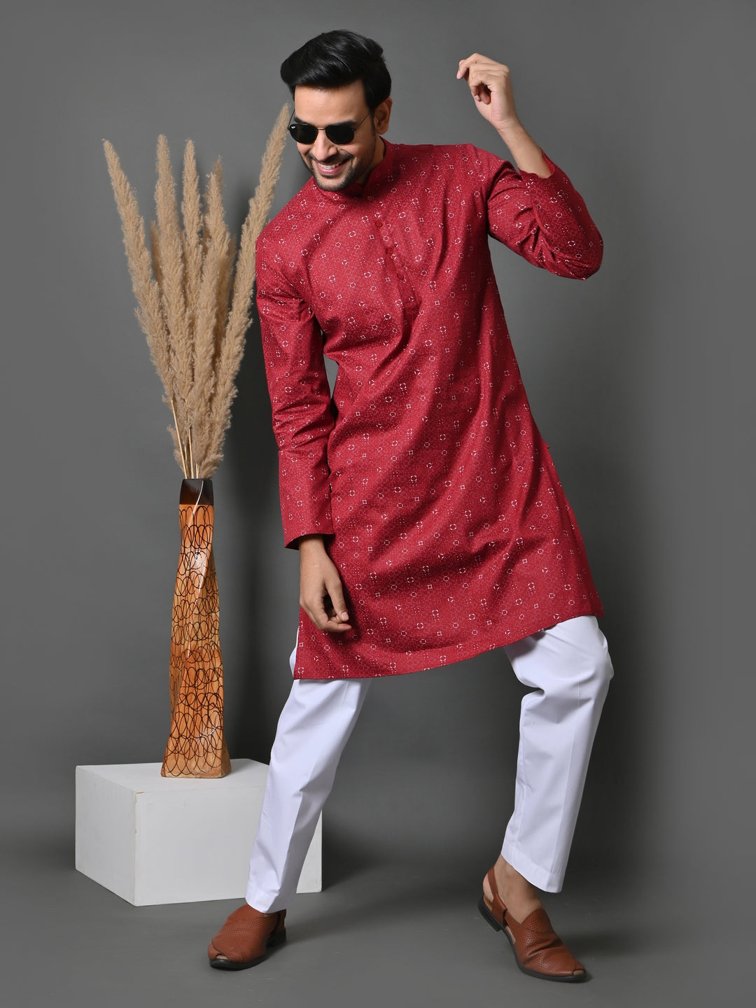 Geometric Red Only Kurta - K36048-R58