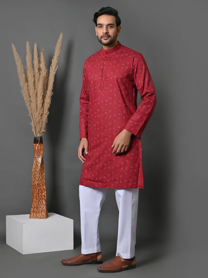 Geometric Red Only Kurta - K36048-R58