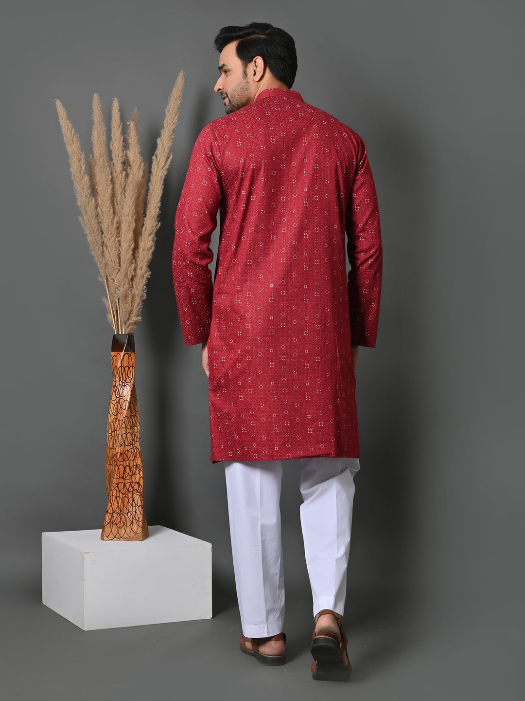 Geometric Red Only Kurta - K36048-R58