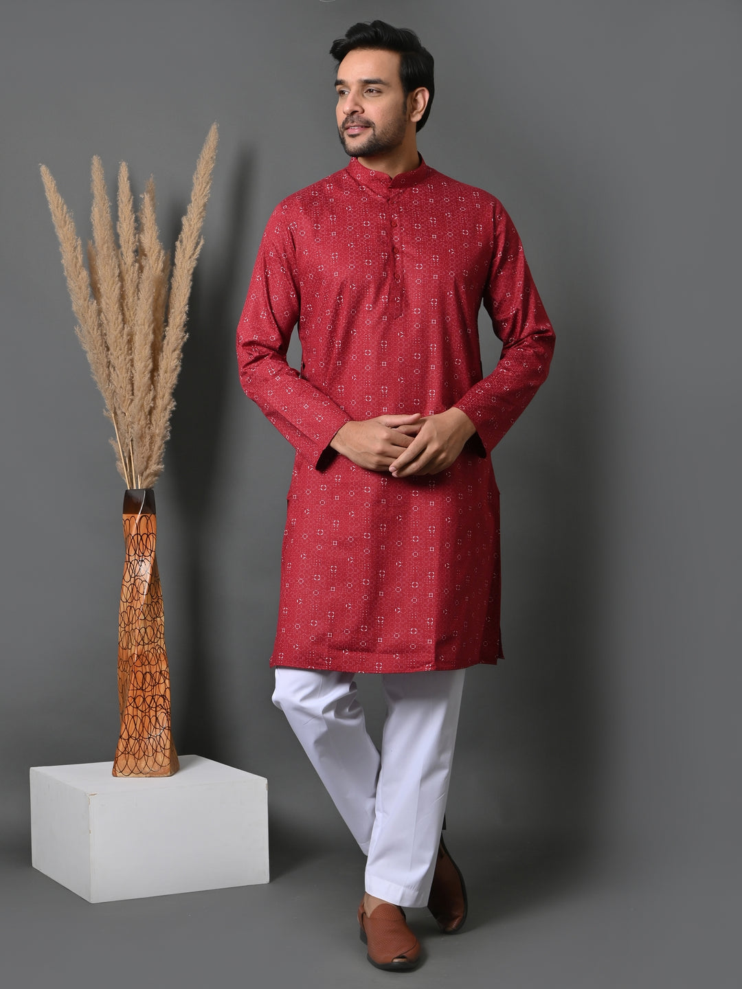 Geometric Red Only Kurta - K36048-R58